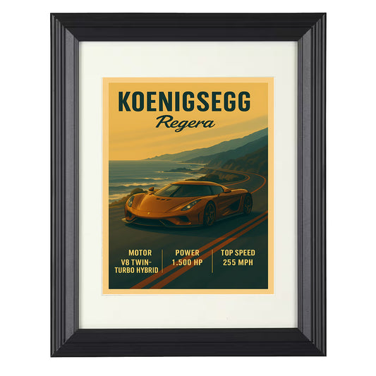 Koenigsegg Regera - Hybrid Hypercar 8x10 black framed car print
