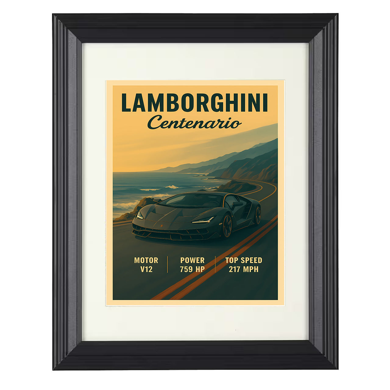 Lamborghini Centenario - Angular Aero Anniversary Edition 8x10 black framed car print