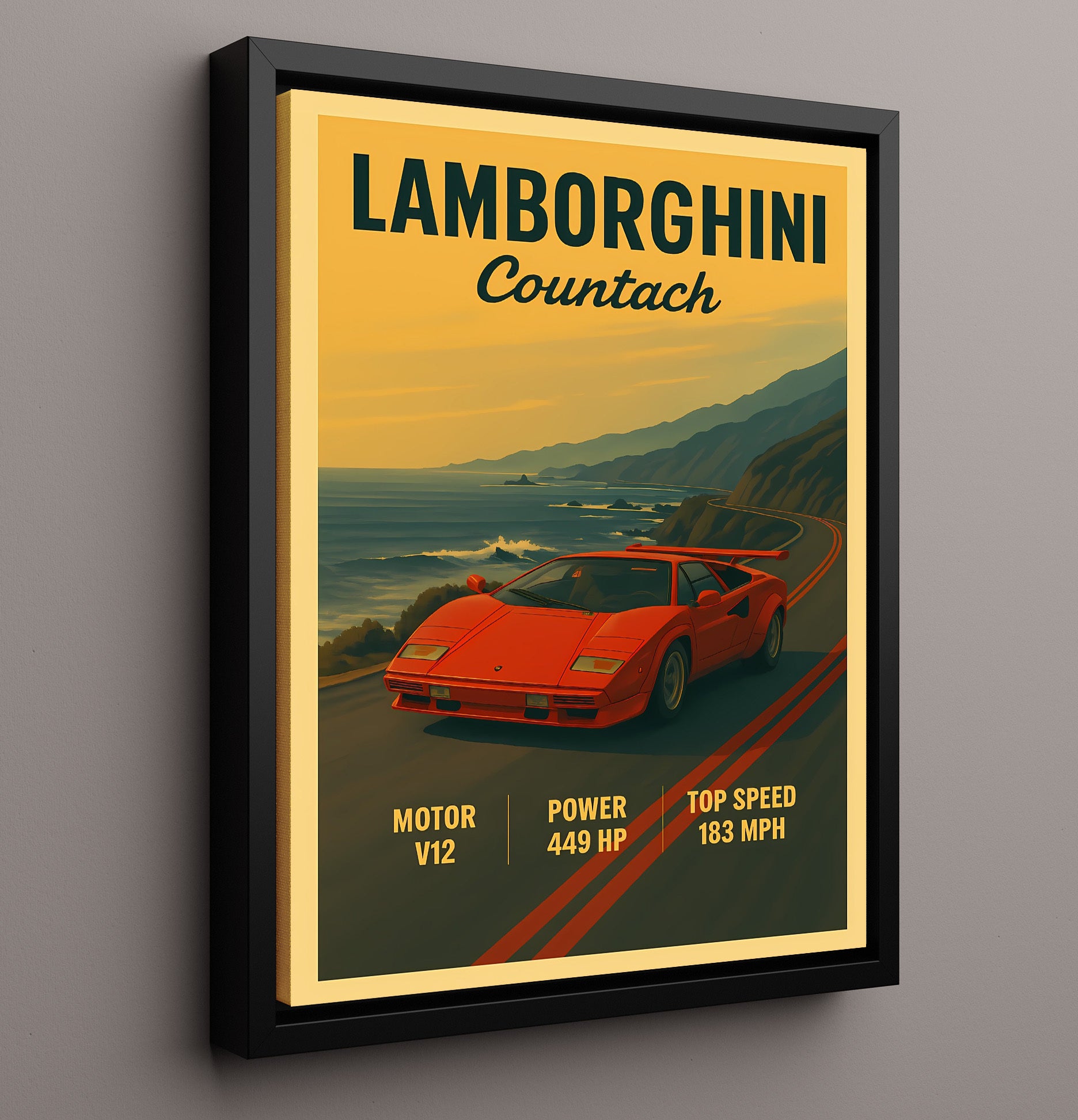 Lamborghini Countach Iconic Wedge Scissor Doors 20x24 Canvas vintage automotive wall art