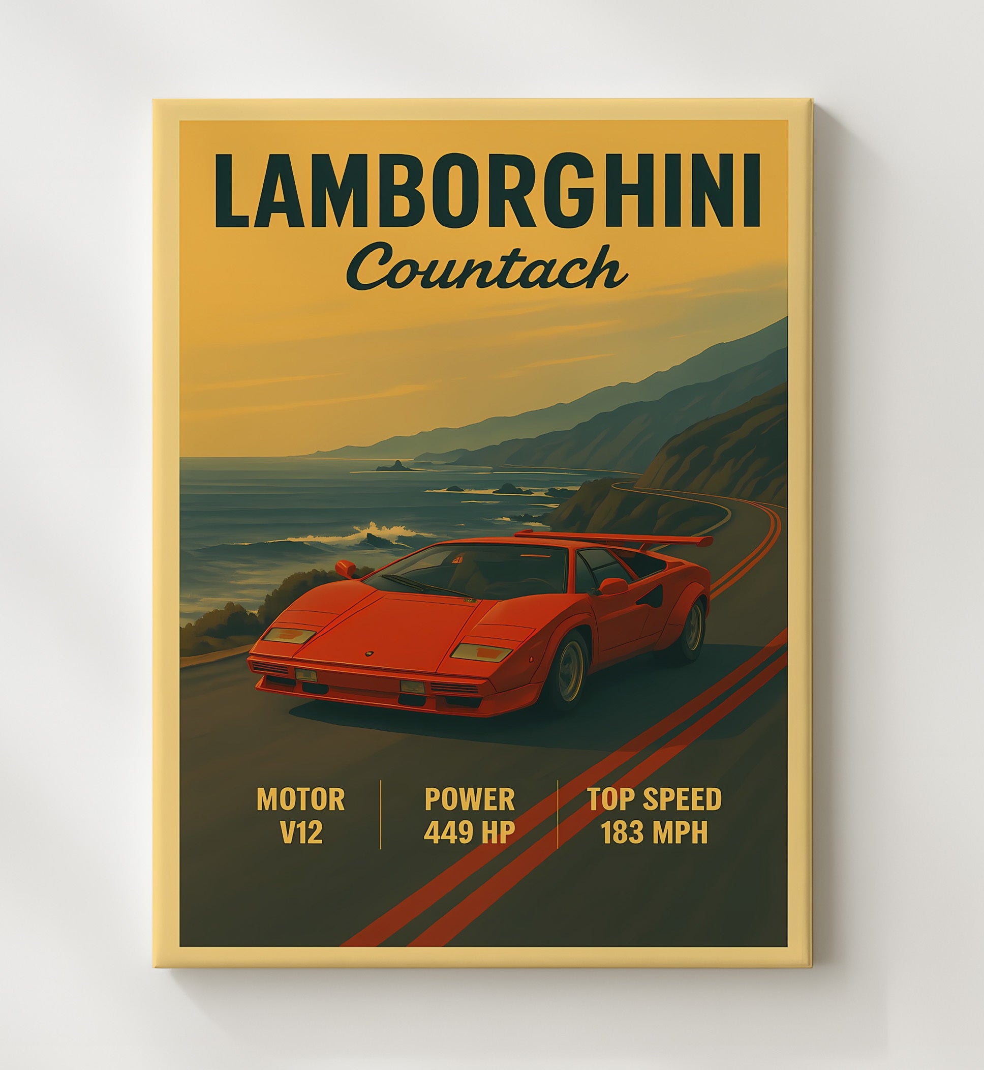 Lamborghini Countach Iconic Wedge Scissor Doors 16x20 Gallery Frame vintage automotive wall art