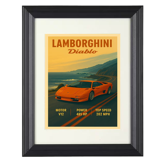 Lamborghini Diablo - Pop-Up Headlight Wedge 8x10 black framed car print