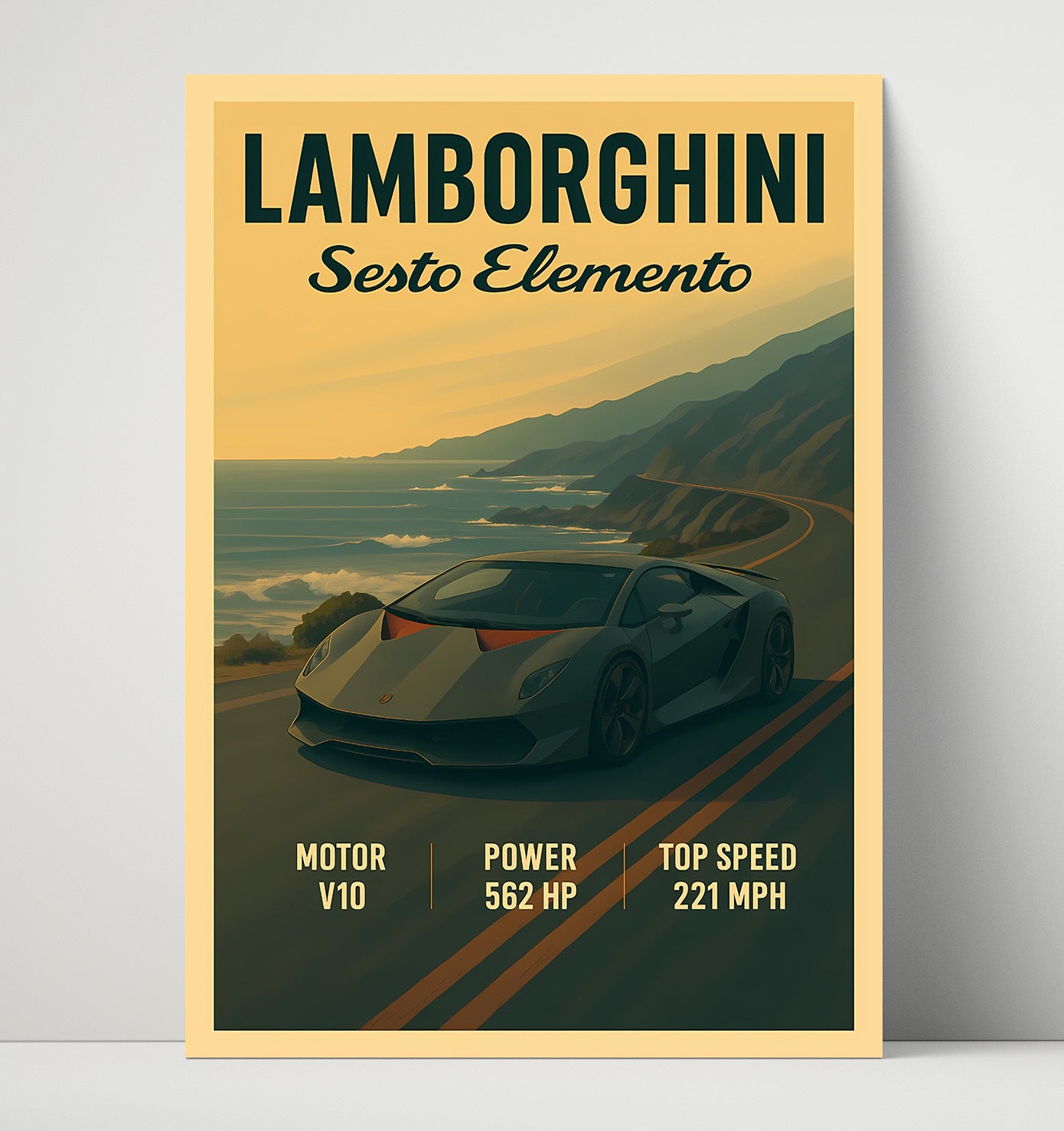 Lamborghini Sesto Elemento Carbon Fiber Track Weapon Vintage 16x20 Unframed Print automotive wall art print – Automotive Wall Art decor