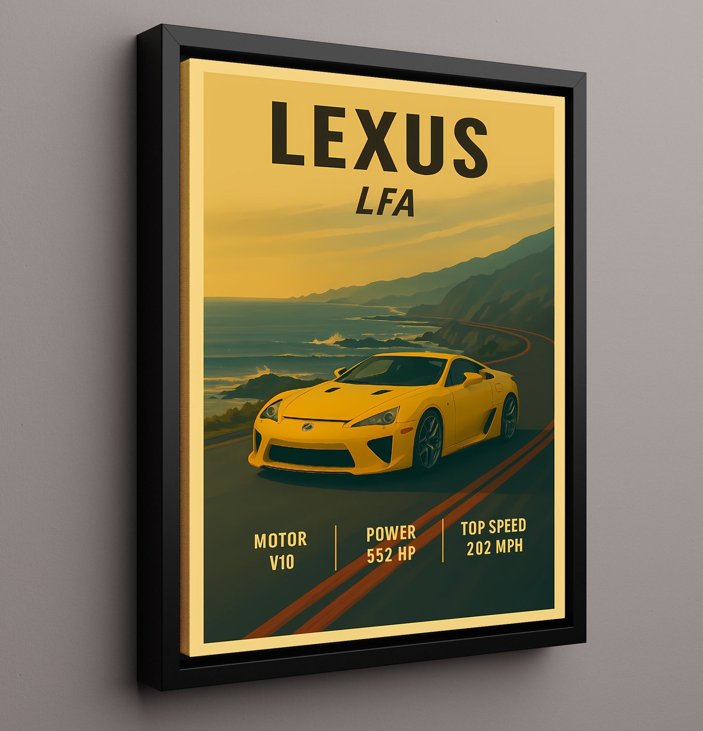 Lexus LFA V10 Supercar Icon Vintage 16x20 Framed Canvas automotive wall art print – Automotive Wall Art decor