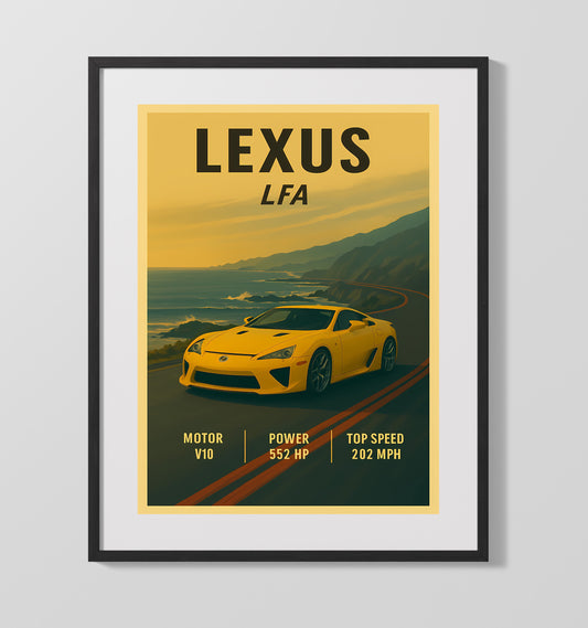 Lexus LFA V10 Supercar Icon Vintage Wall Art 16x20 Gallery Framed Artwork wall art print – automotive decor