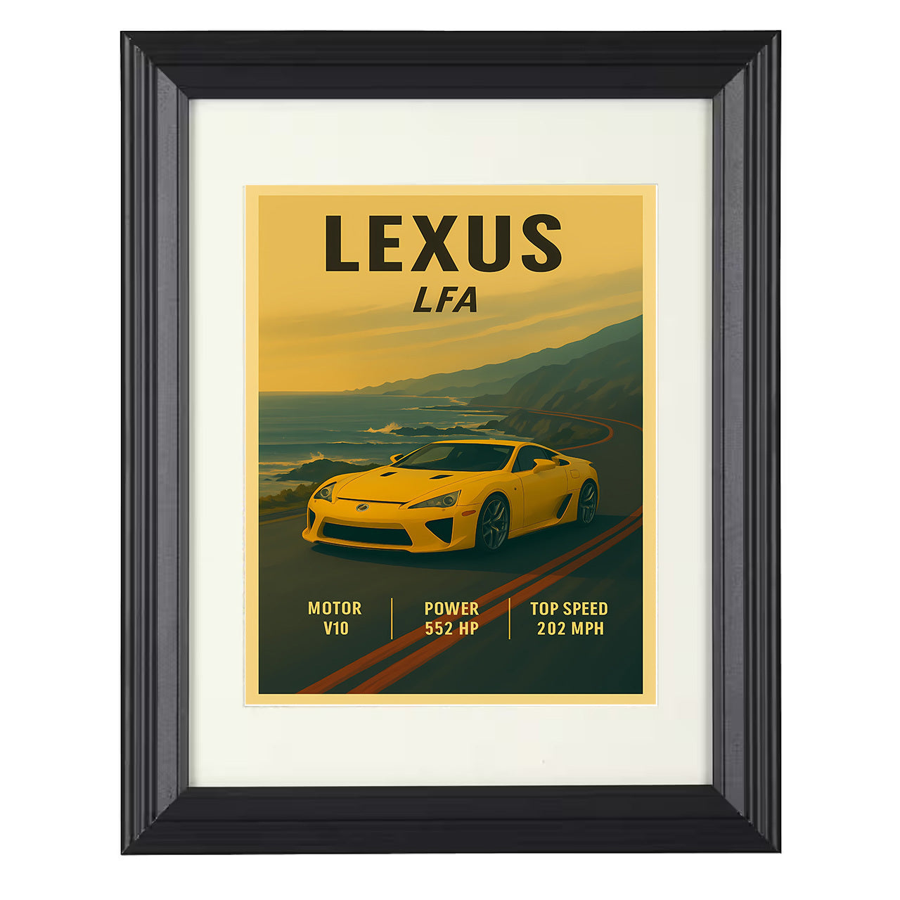 Lexus LFA - V10 Supercar Icon 8x10 black framed car print