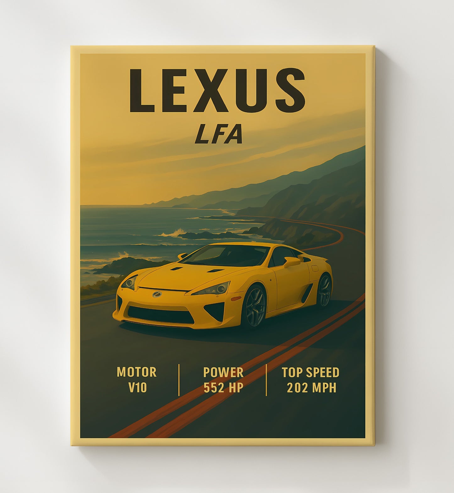 Lexus LFA V10 Supercar Icon Vintage 20x24 Canvas automotive wall art print – Automotive Wall Art decor
