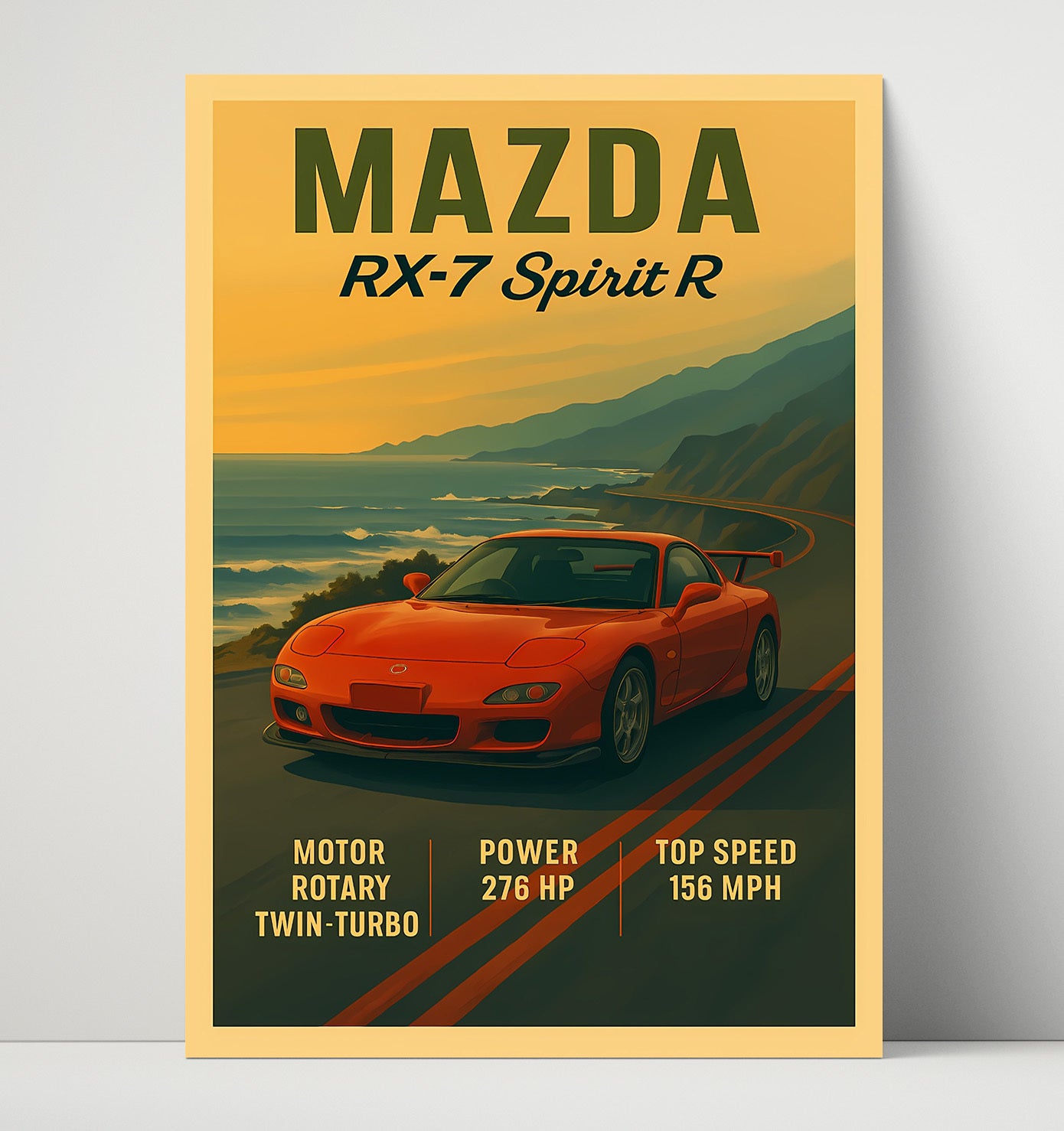 Mazda RX 7 Spirit R Twin Turbo Rotary Icon Vintage 16x20 Unframed Print automotive wall art print – Automotive Wall Art decor