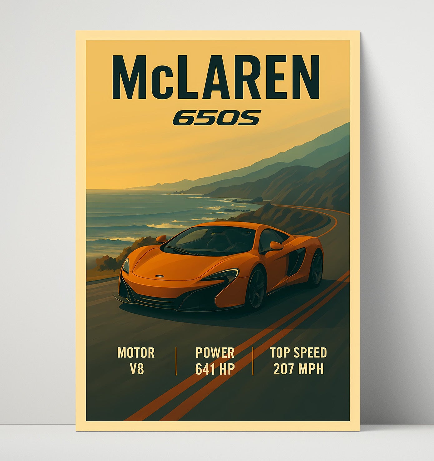 McLaren 650S Sculpted Intake Side Profile Vintage 16x20 Unframed Print automotive wall art print – Automotive Wall Art decor