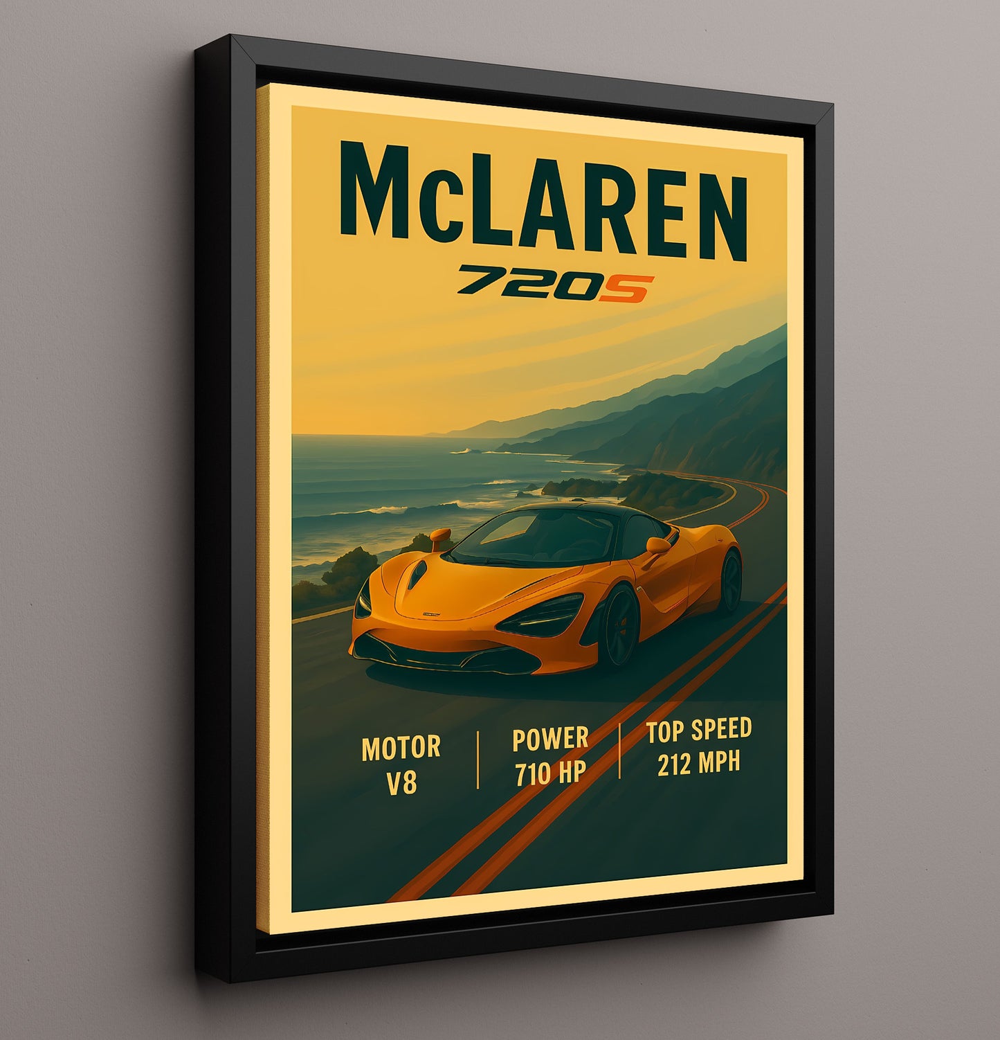 McLaren 720S Dihedral Door Sculpted Body Vintage 16x20 Framed Canvas automotive wall art print – Automotive Wall Art decor