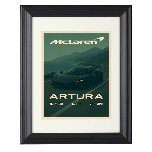 McLaren Artura - Hybrid V6 Modern Platform 8x10 black framed car print