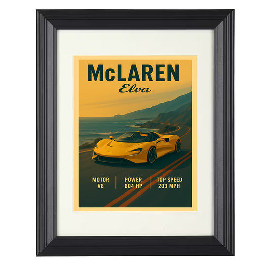 McLaren Elva - Open Cockpit Roadster 8x10 black framed car print