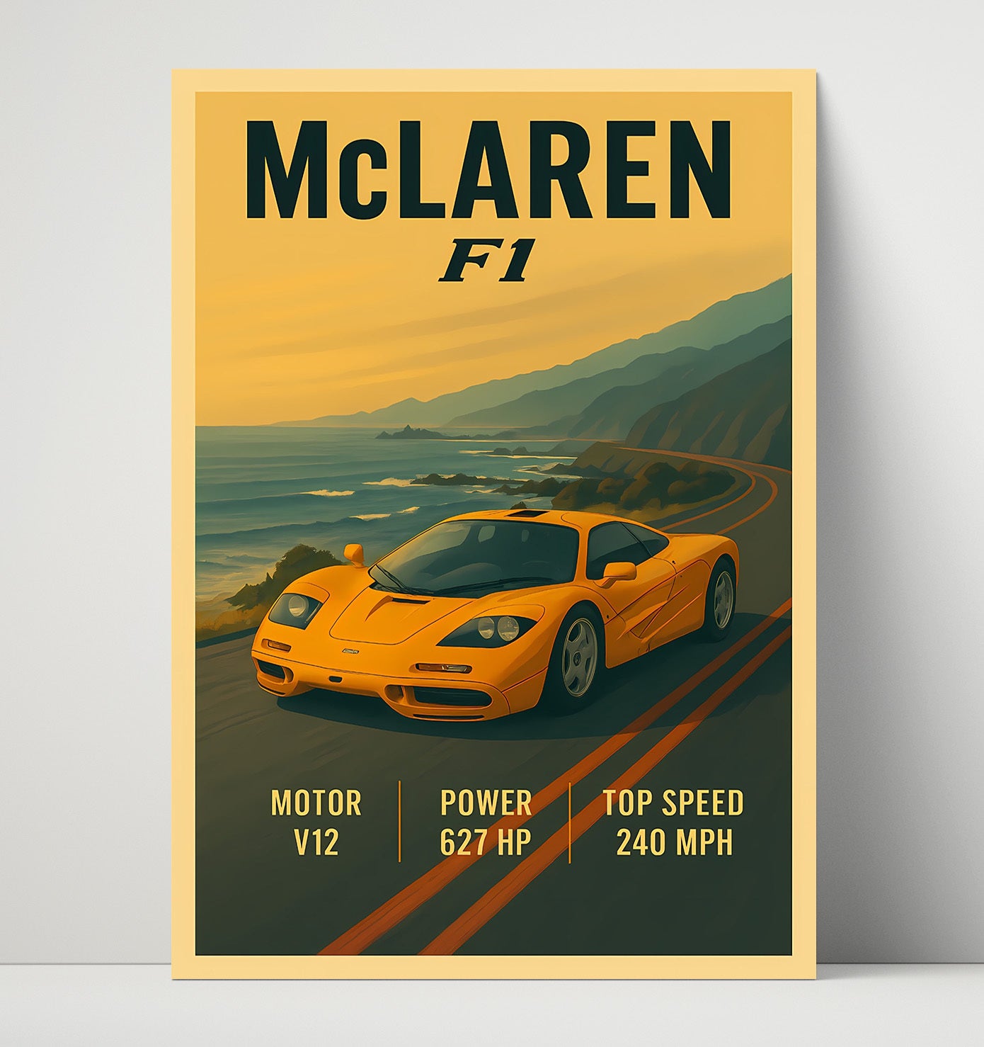 McLaren F1 Center Seat V12 Icon Vintage 16x20 Unframed Print automotive wall art print – Automotive Wall Art decor