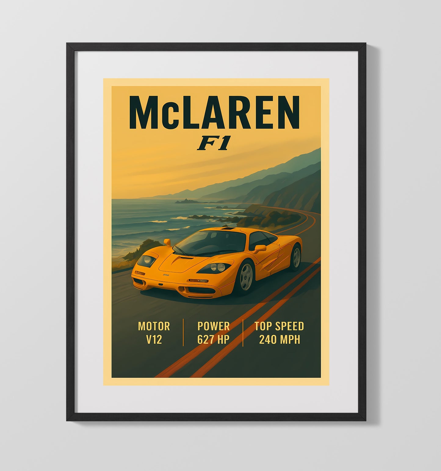 McLaren F1 Center Seat V12 Icon Vintage 16x20 Gallery Frame automotive wall art print – Automotive Wall Art decor