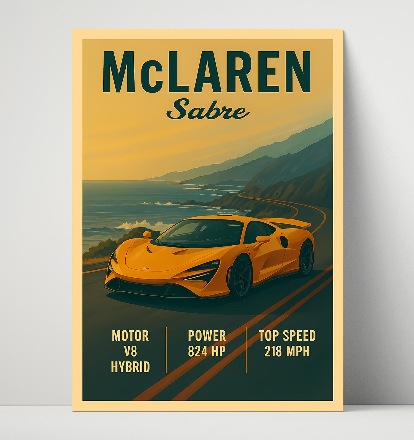 McLaren Sabre Ultra Rare Limited Hypercar Vintage 16x20 Unframed Print automotive wall art print – Automotive Wall Art decor