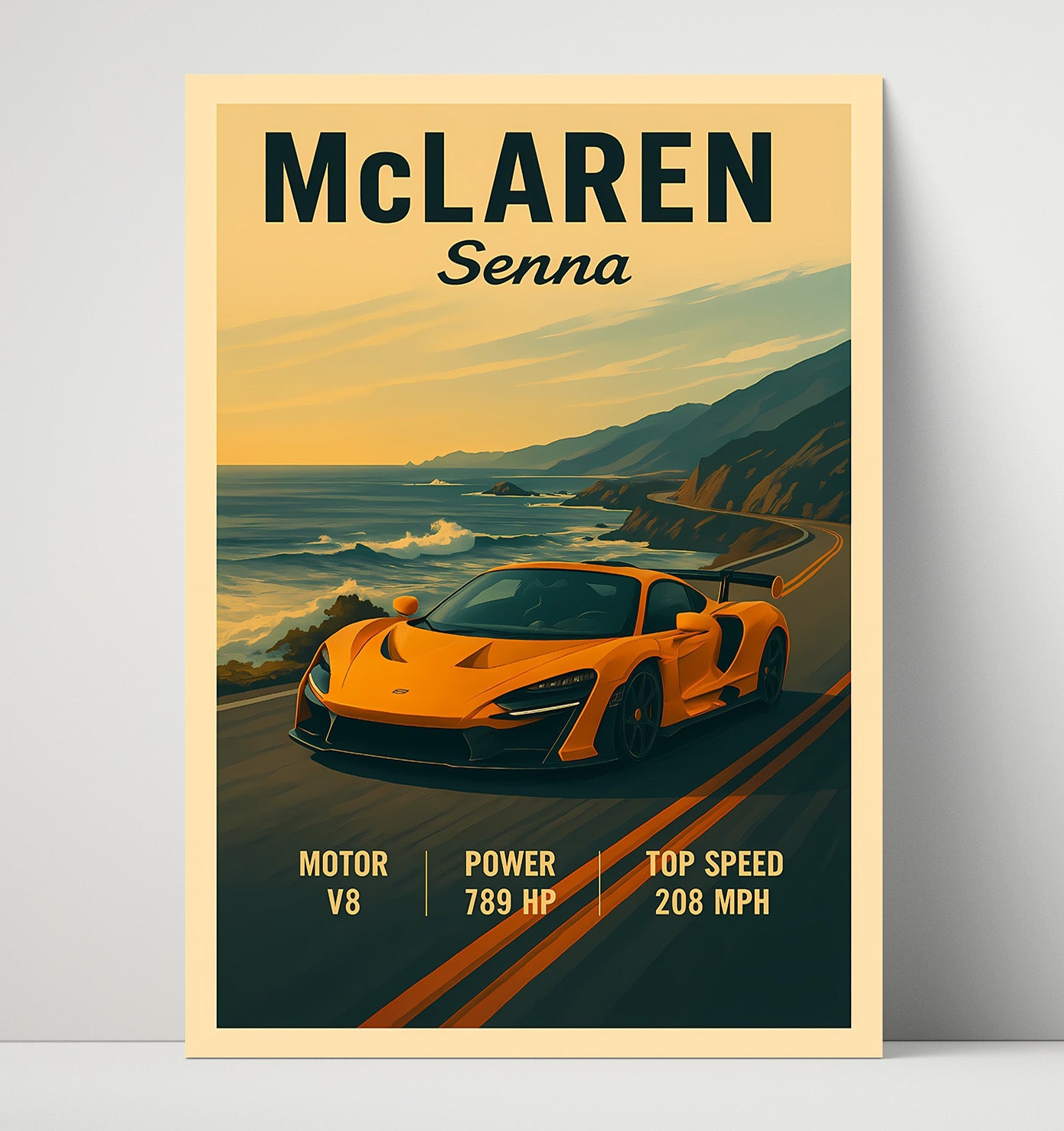 McLaren Senna Track Aero Wing Focus Vintage 16x20 Unframed Print automotive wall art print – Automotive Wall Art decor