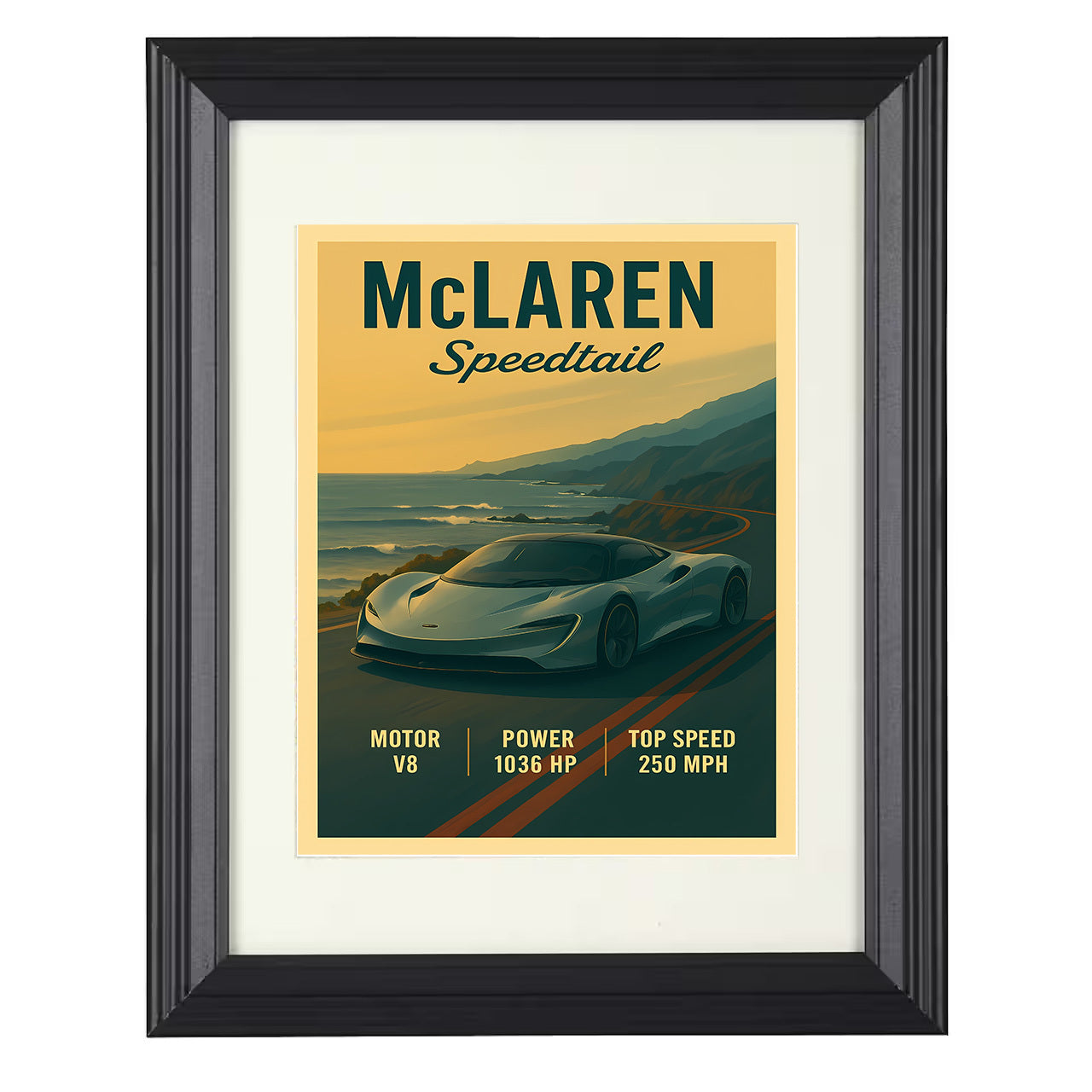 McLaren Speedtail - Hyper GT Longtail Design 8x10 black framed car print