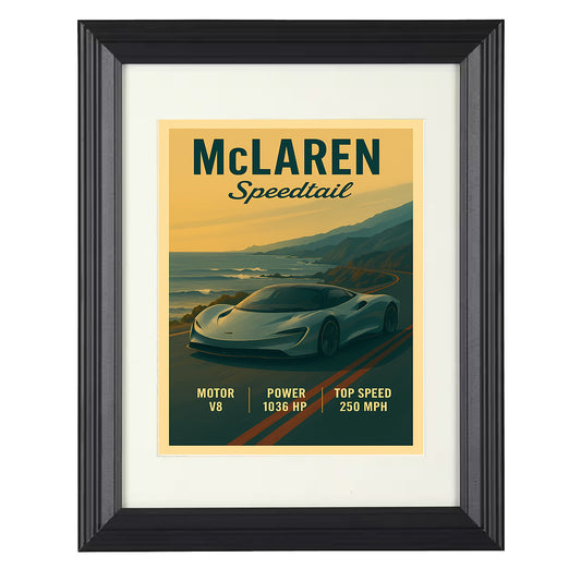 McLaren Speedtail - Hyper GT Longtail Design 8x10 black framed car print