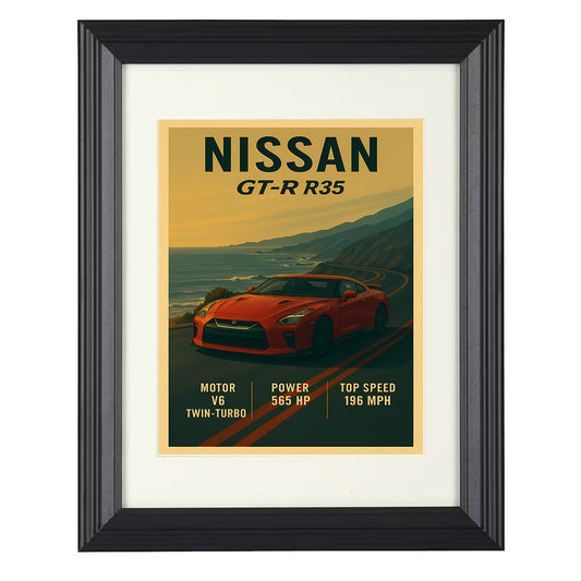 Nissan GT-R R35 - Twin Turbo AWD Legend 8x10 black framed car print