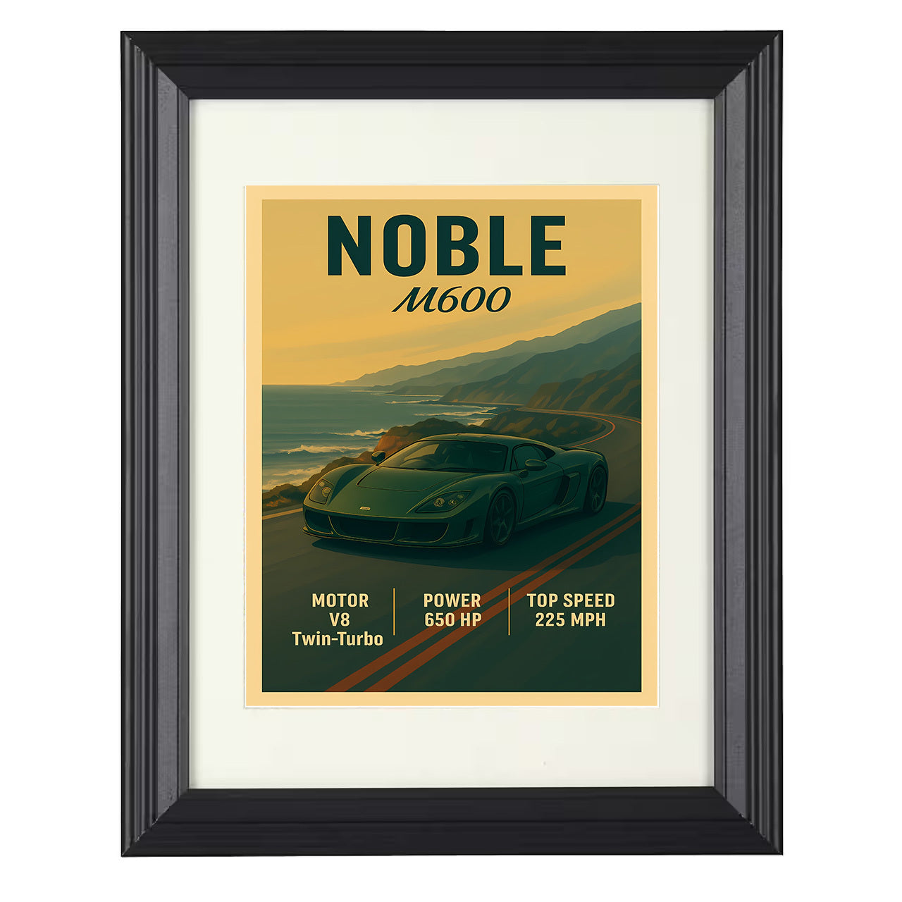 Noble M600 - Twin Turbo Analog Beast 8x10 black framed car print