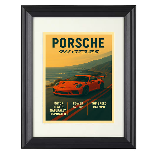 Porsche 911 GT3 RS - Naturally Aspirated Track Weapon 8x10 black framed car print