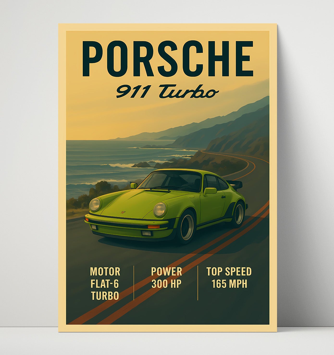 Porsche 911 Turbo Classic Turbocharged Icon Vintage 16x20 Unframed Print automotive wall art print – Automotive Wall Art decor