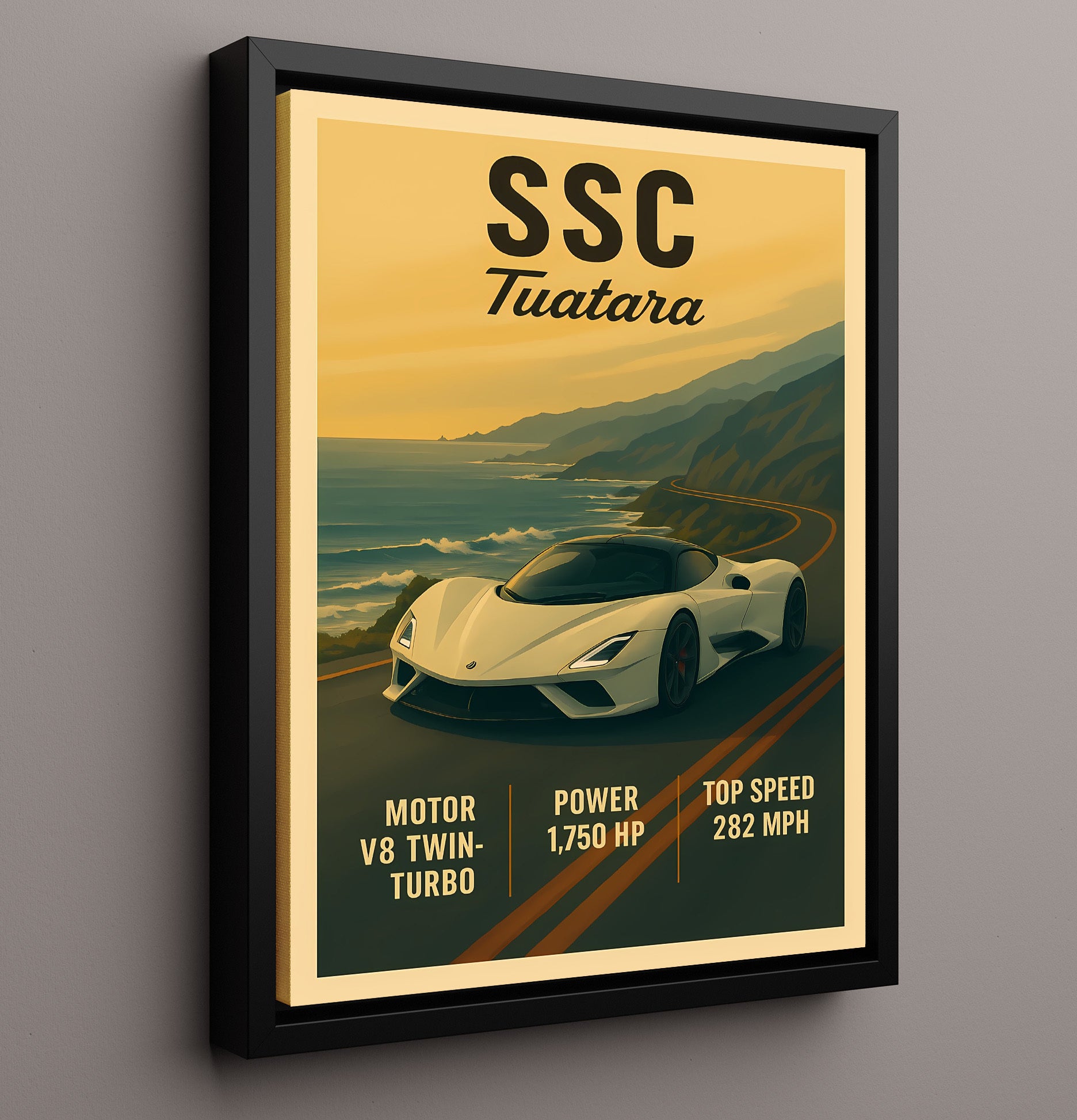 SSC Tuatara Record-Breaking Hypercar 20x24 Canvas vintage automotive wall art