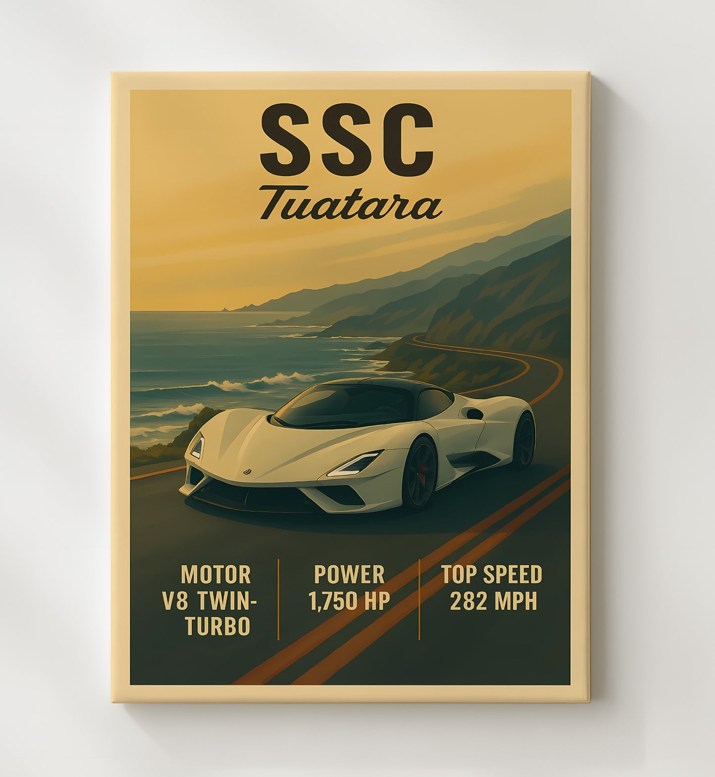 SSC Tuatara Record-Breaking Hypercar 16x20 Gallery Frame vintage automotive wall art