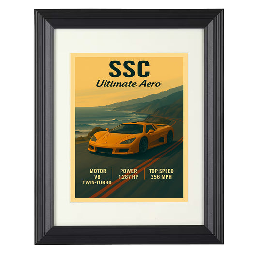 SSC Ultimate Aero - American Hypercar Legend 8x10 black framed car print