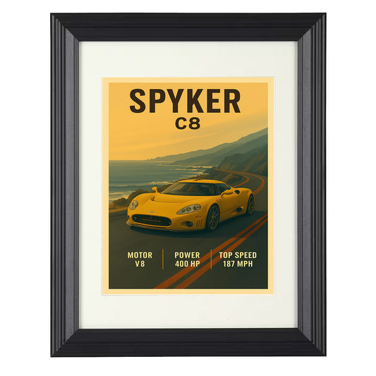 Spyker C8 - Handbuilt Exotic Coupe 8x10 black framed car print