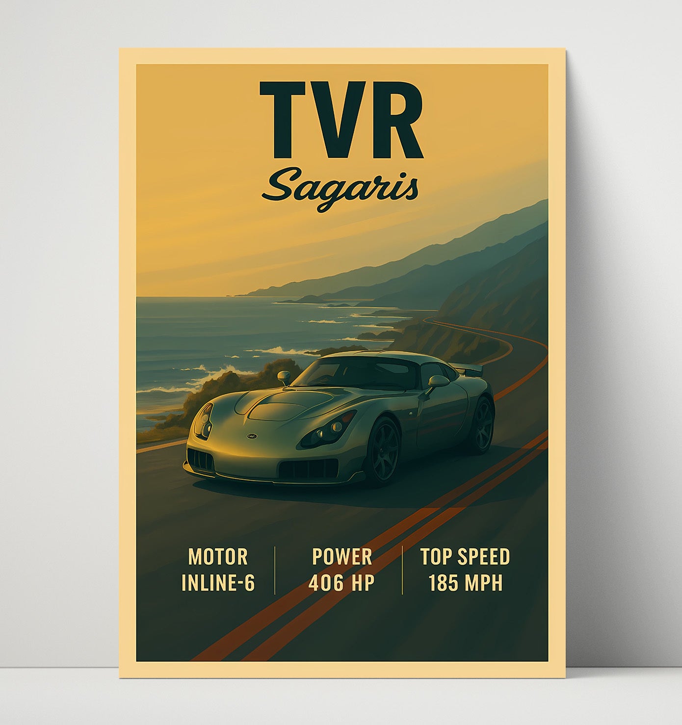 TVR Sagaris Wild British Sports Car Vintage 16x20 Unframed Print automotive wall art print – Automotive Wall Art decor