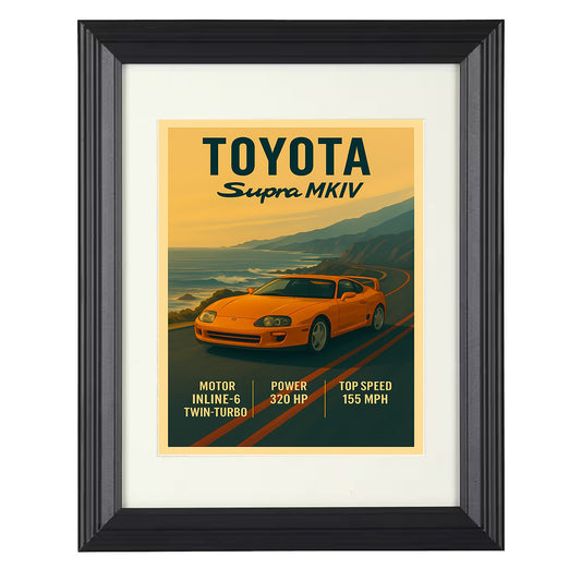 Toyota Supra MKIV - Twin Turbo Legend 8x10 black framed car print