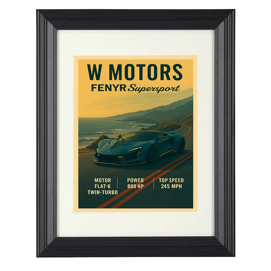 W Motors Fenyr Supersport - Exotic Twin Turbo Hypercar 8x10 black framed car print