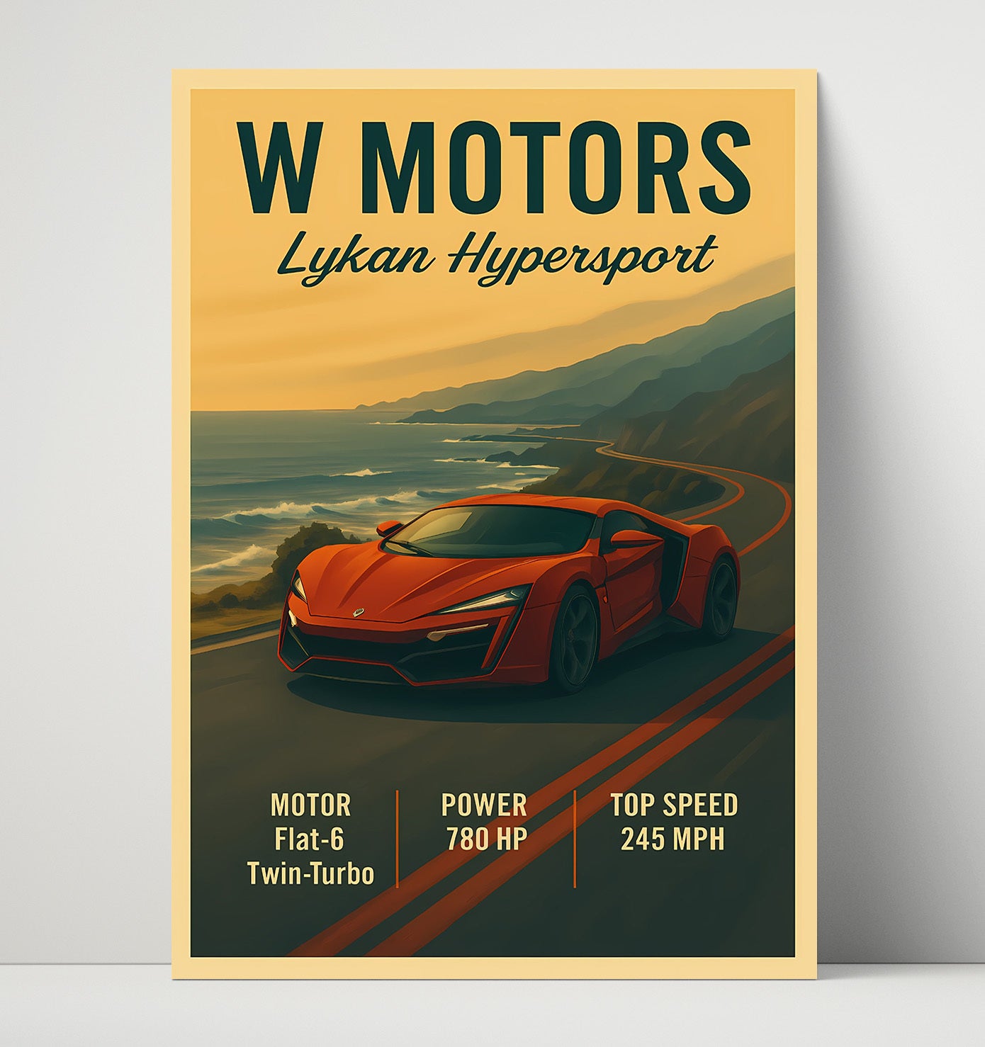 W Motors Lykan Hypersport Exotic Hypercar Vintage 16x20 Unframed Print automotive wall art print – Automotive Wall Art decor