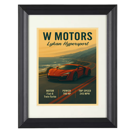 W Motors Lykan Hypersport - Exotic Hypercar 8x10 black framed car print