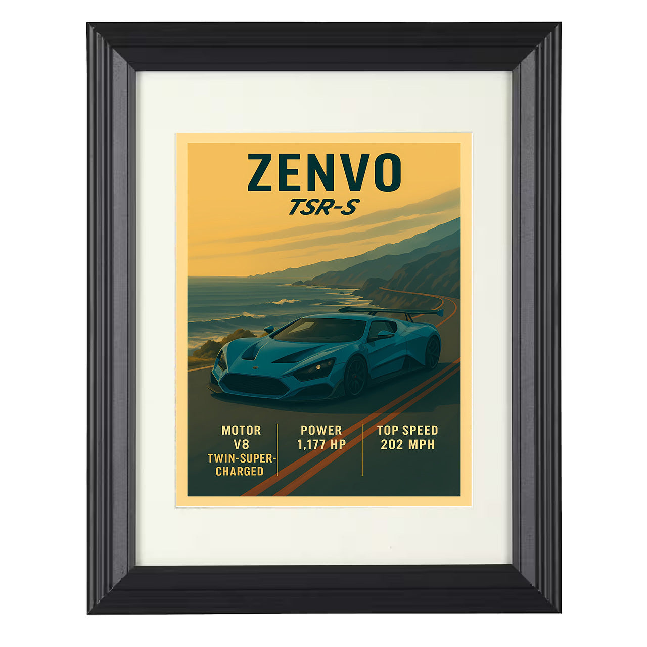 Zenvo TSR-S - Extreme Track Hypercar 8x10 black framed car print