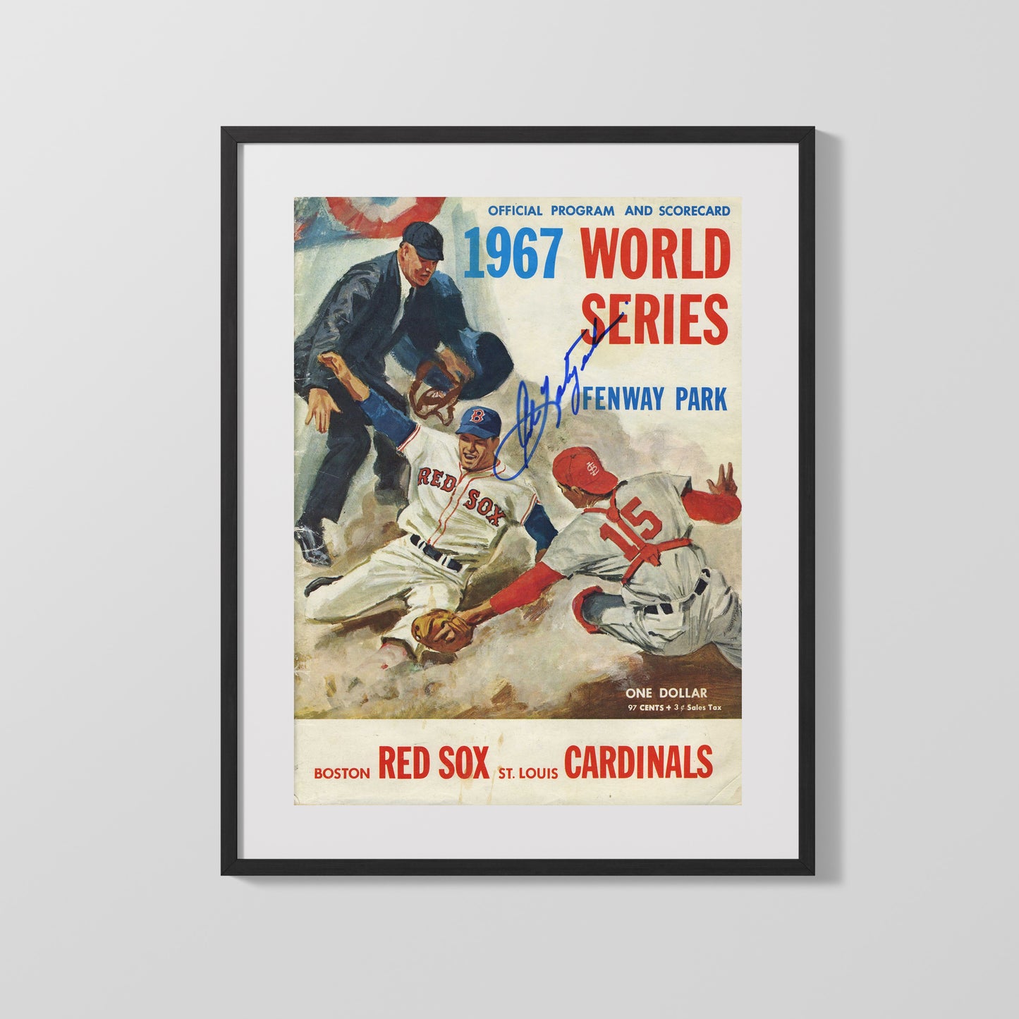 Carl Yastrzemski Autograph Print - 1967 World Series Program - Fenway Fight