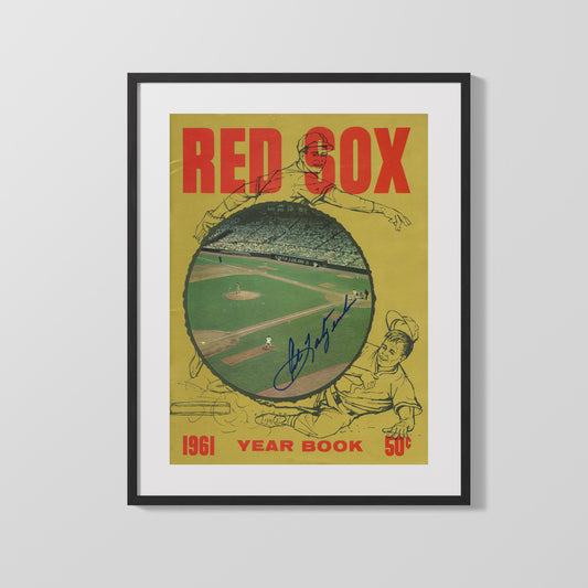 Carl Yastrzemski Autograph Print - Red Sox Yearbook 1961 - Yaz Rising