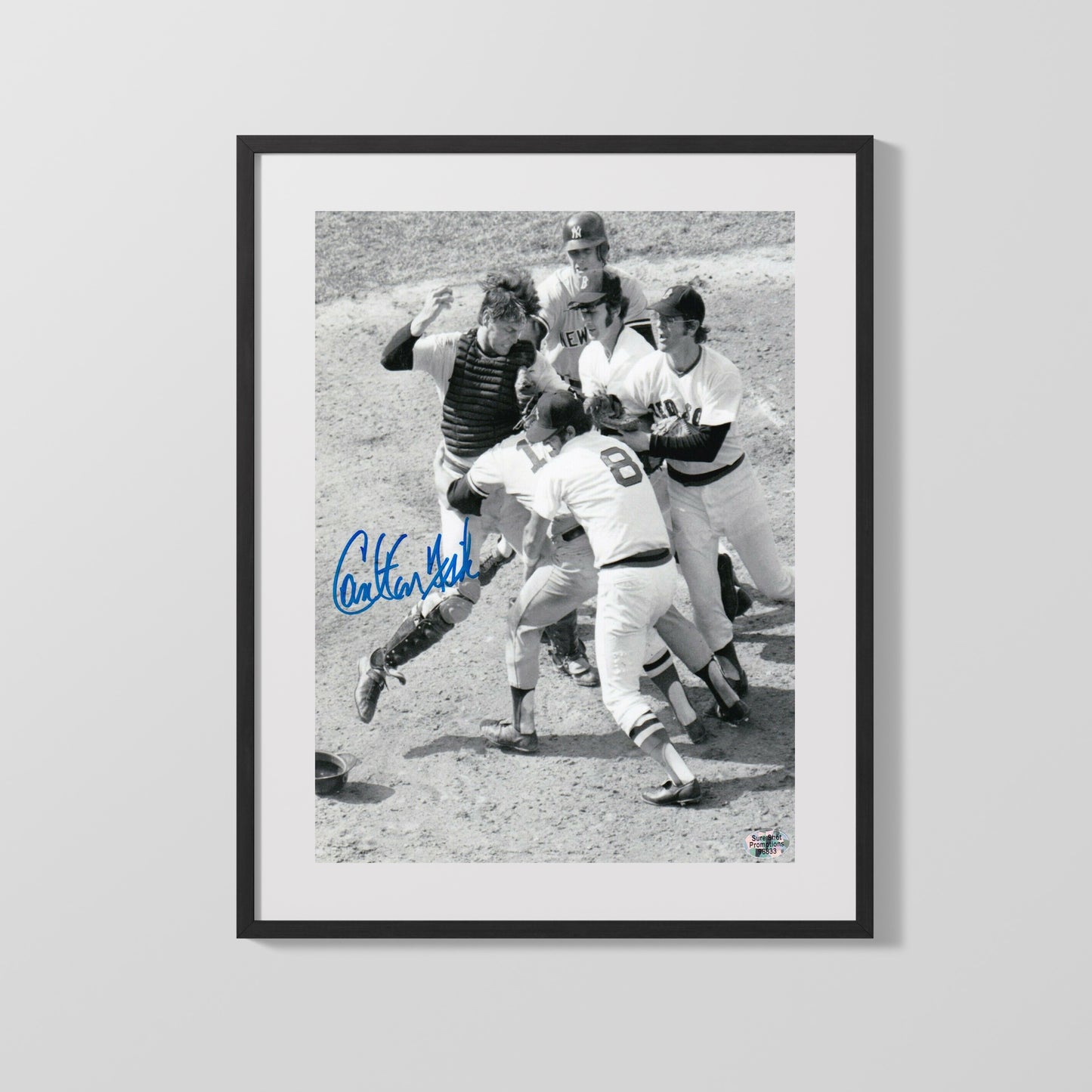 Carlton Fisk Autograph Print - Fight with Munson - Classic Rivalry
