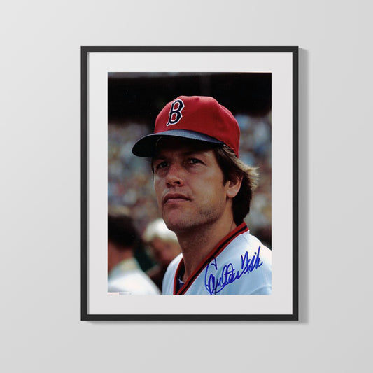 Carlton Fisk Autograph Print - Red Sox Close Up - Pudge Focused