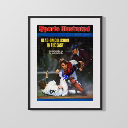 Carlton Fisk Autograph SI Print - Head-On Collision - East Rival Clash