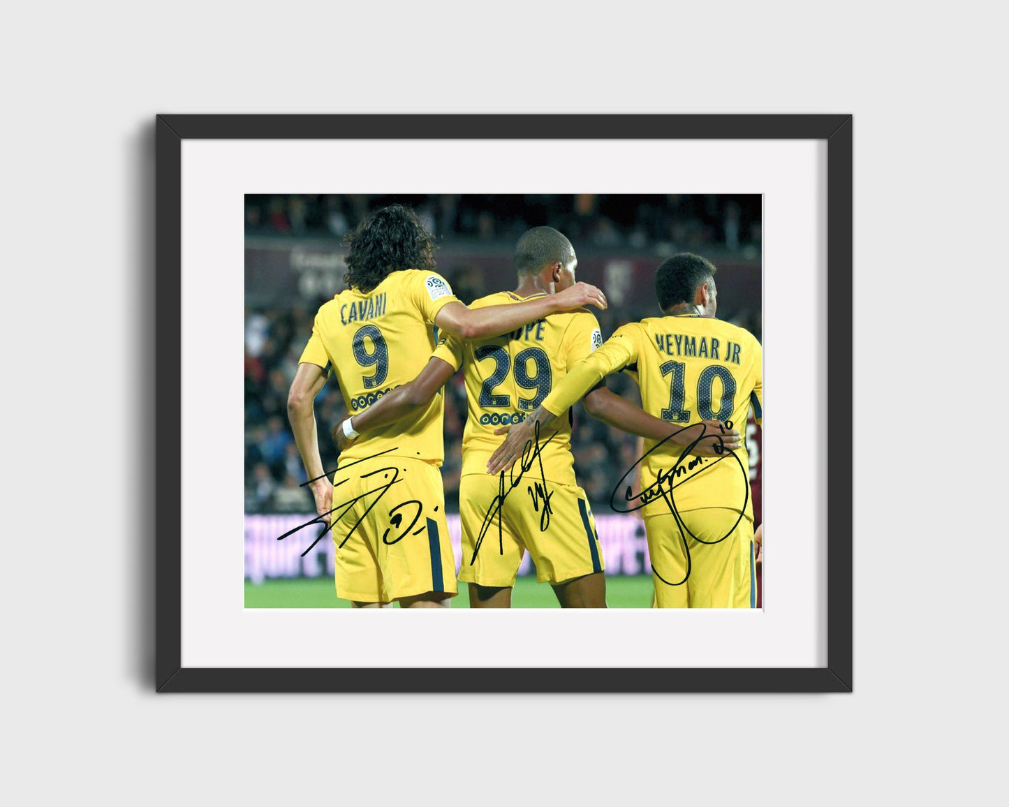 Cavani Neymar Mbappe PSG Autograph Print - Golden Trio