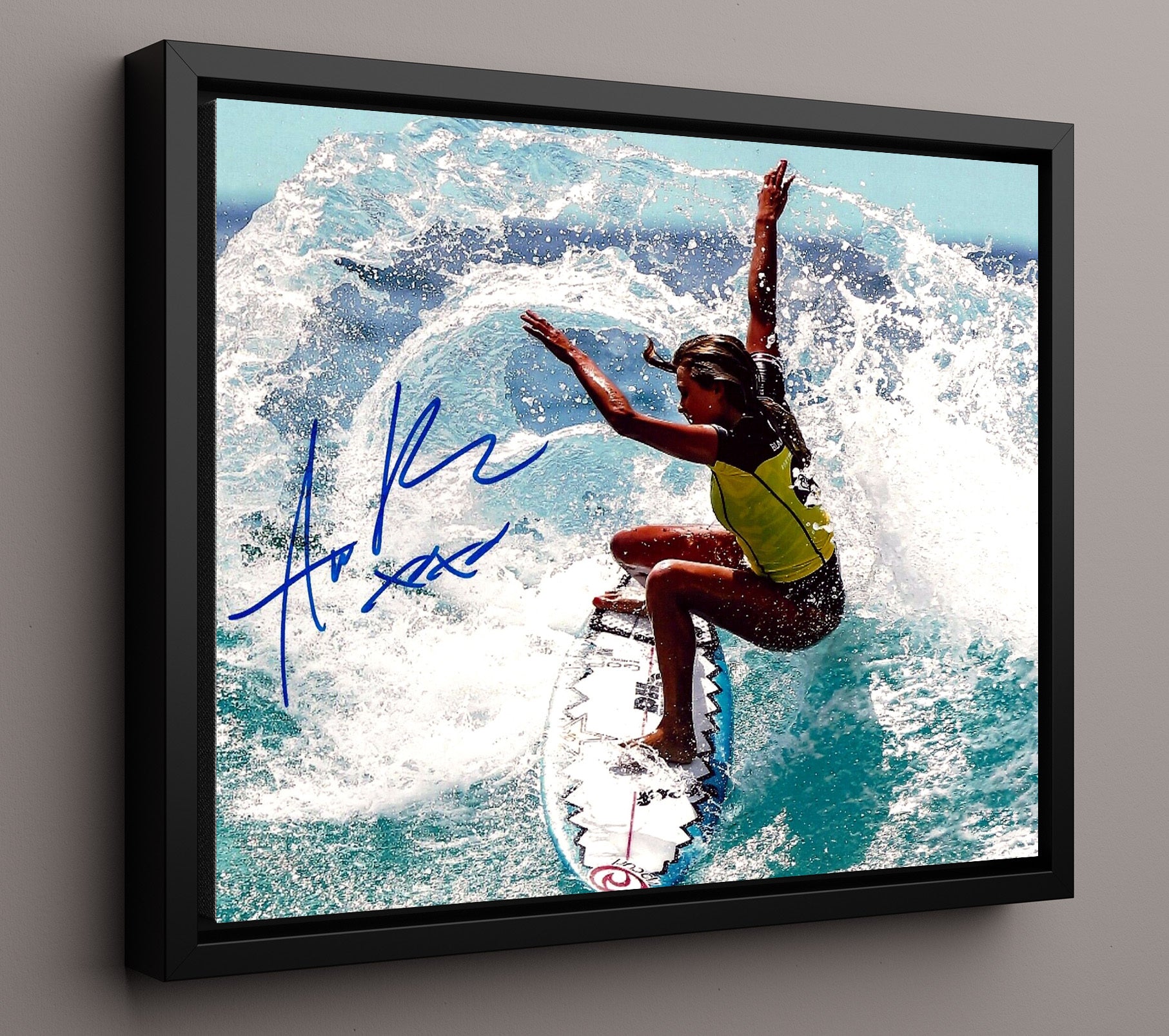 Alana Blanchard Surfing Wave Ride Celebrity Wall Art 16x20 Framed Canvas celebrity wall art print