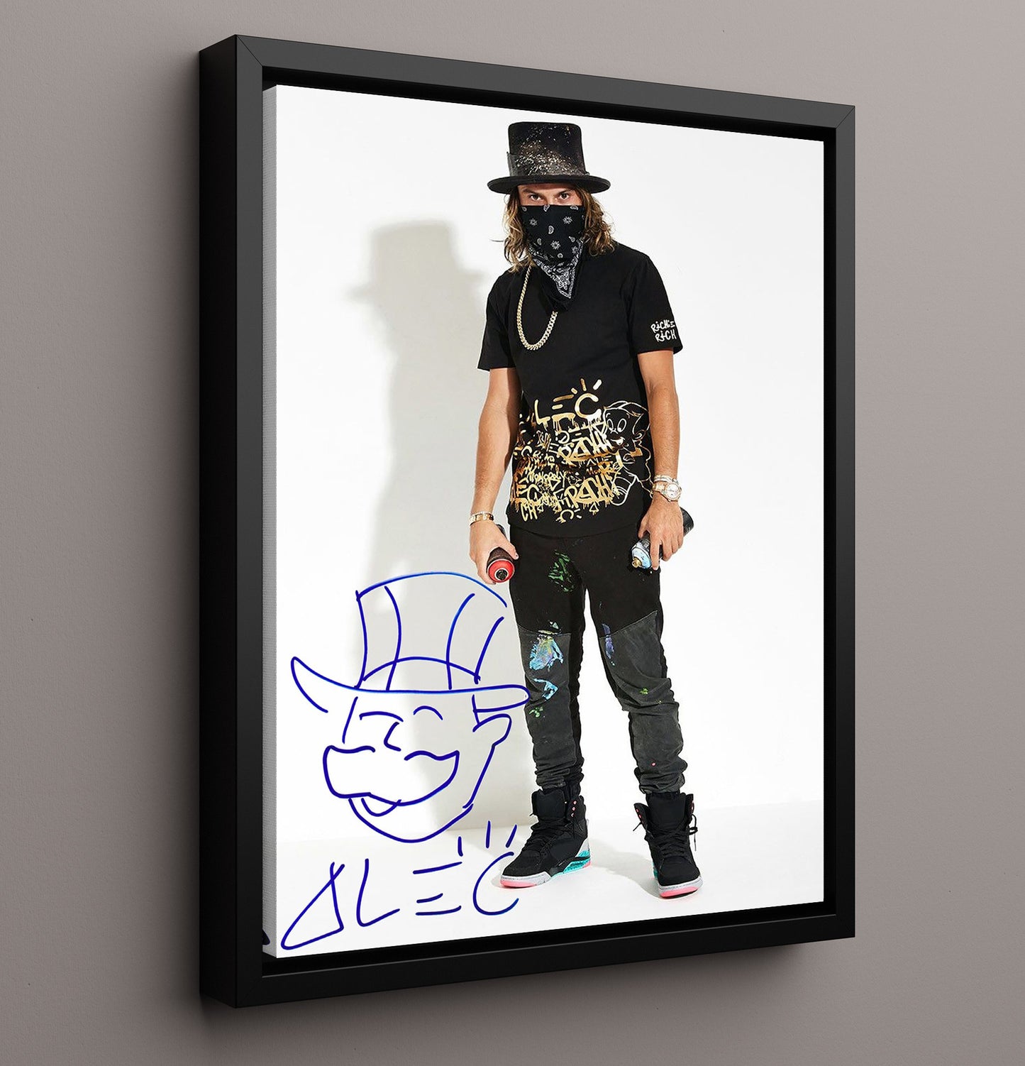 Alec Monopoly Graffiti Tag Artist Portrait Celebrity Wall Art 16x20 Framed Canvas celebrity wall art print