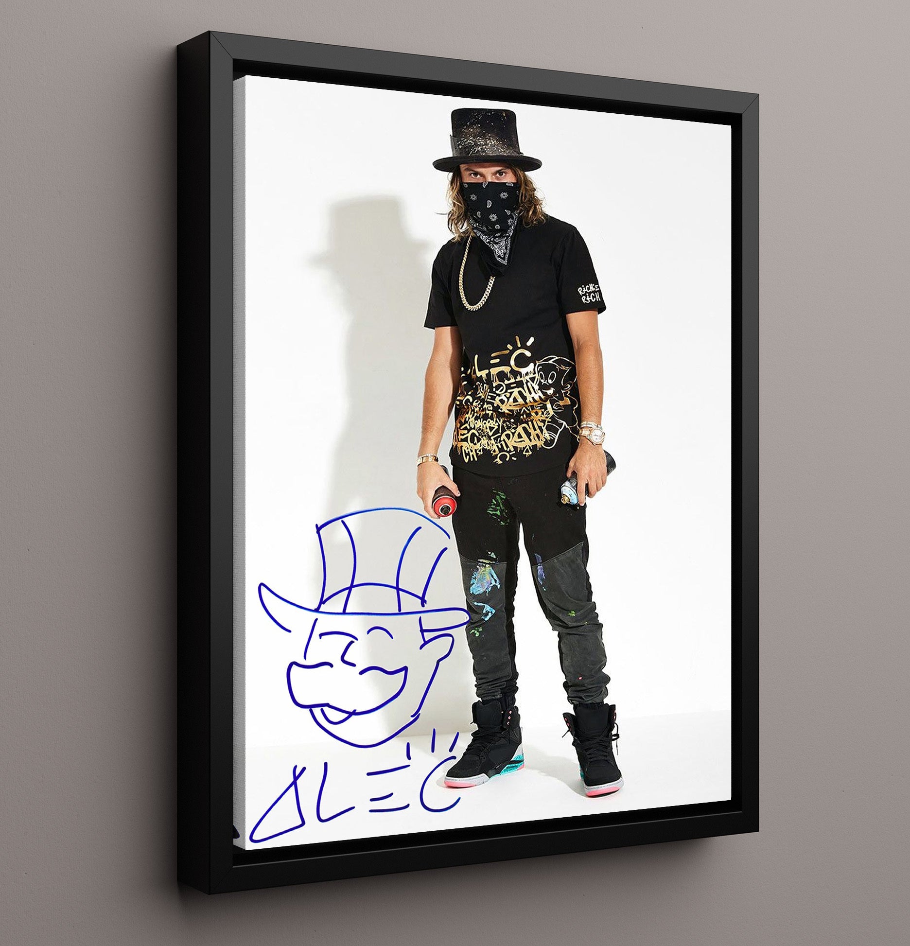 Alec Monopoly Graffiti Tag Artist Portrait Celebrity Wall Art 16x20 Framed Canvas celebrity wall art print