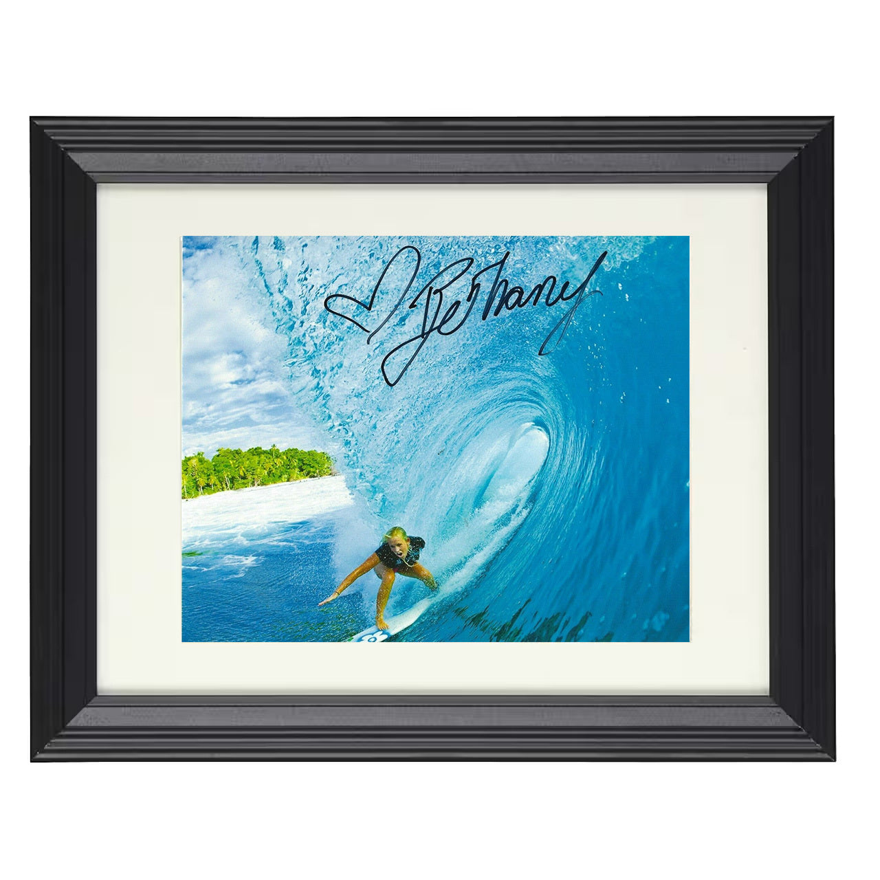 Bethany Hamilton – Riding Inside Ocean Barrel 8x10 matted black framed celebrity wall art