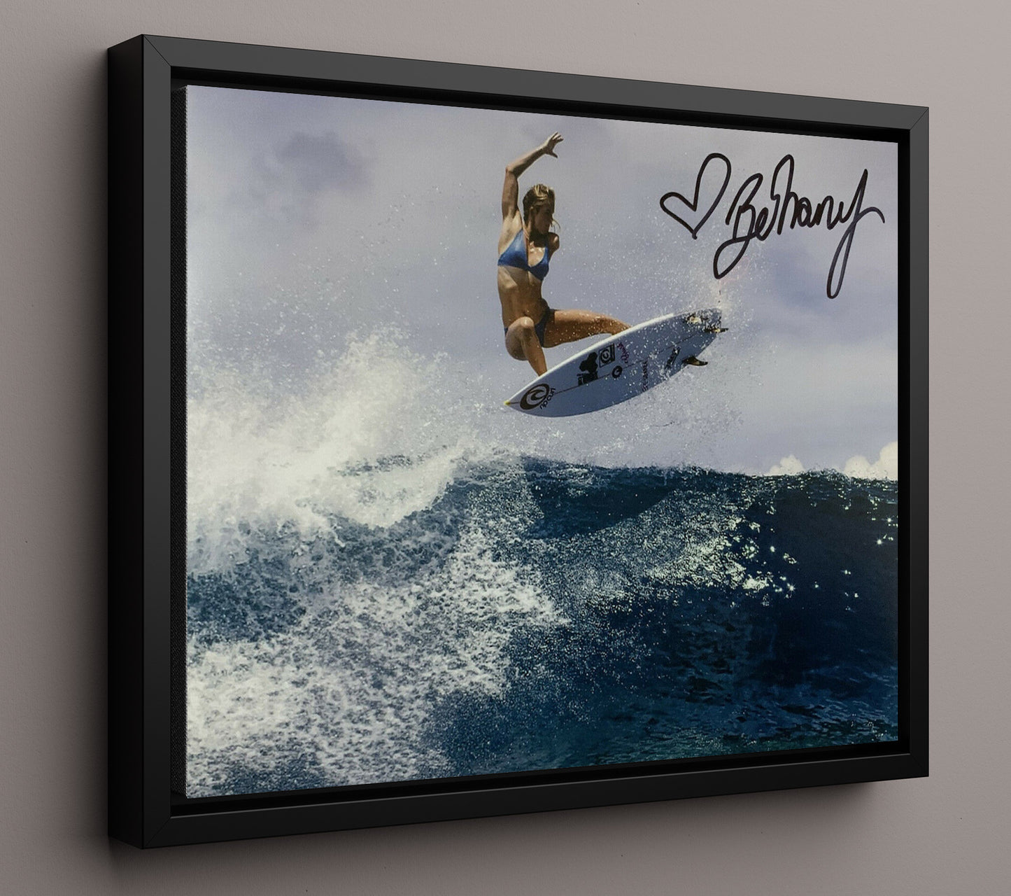Bethany Hamilton Surf Aerial Above Breaking Wave Celebrity Wall Art 16x20 Framed Canvas celebrity wall art print