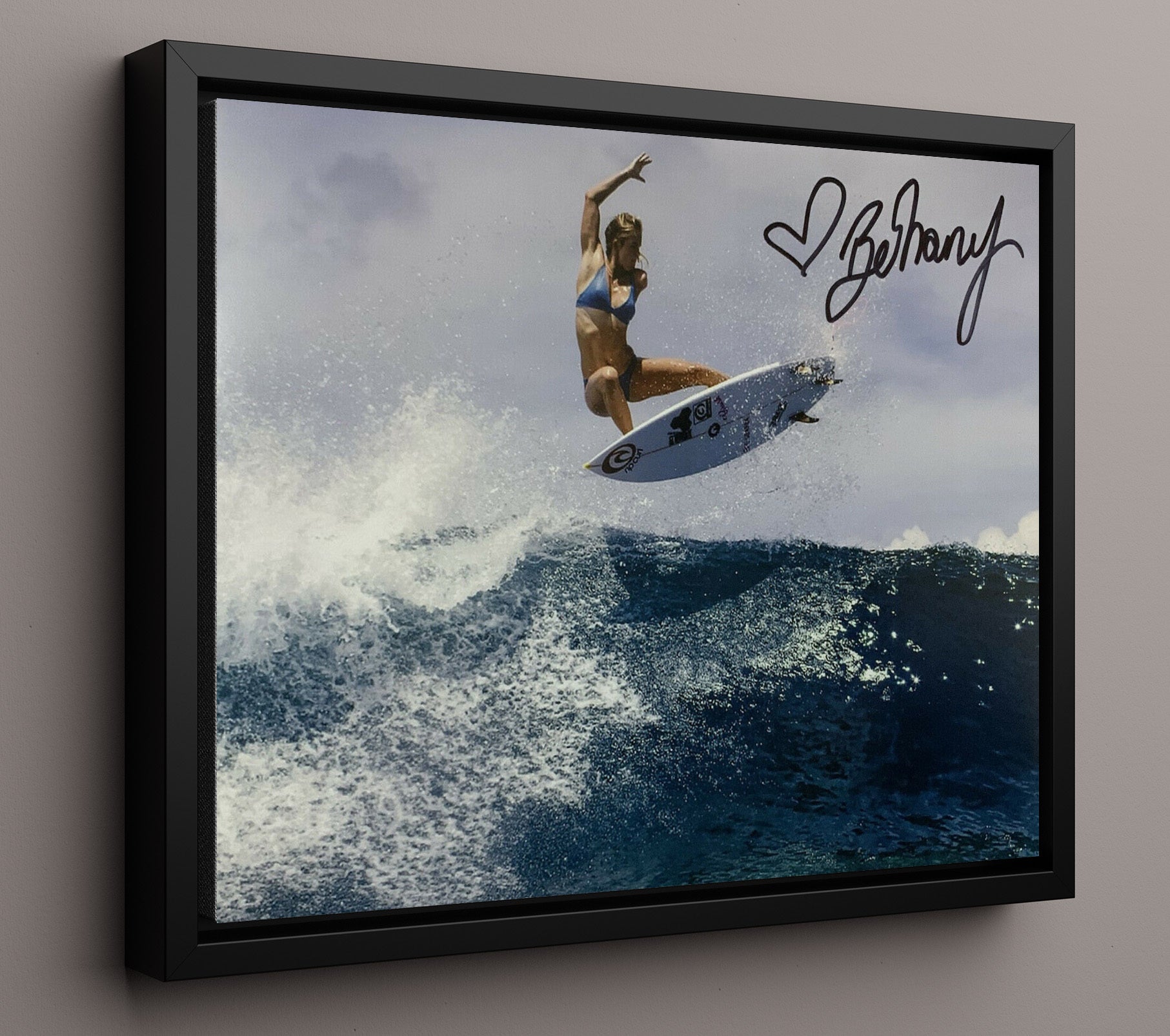 Bethany Hamilton Surf Aerial Above Breaking Wave Celebrity Wall Art 16x20 Framed Canvas celebrity wall art print