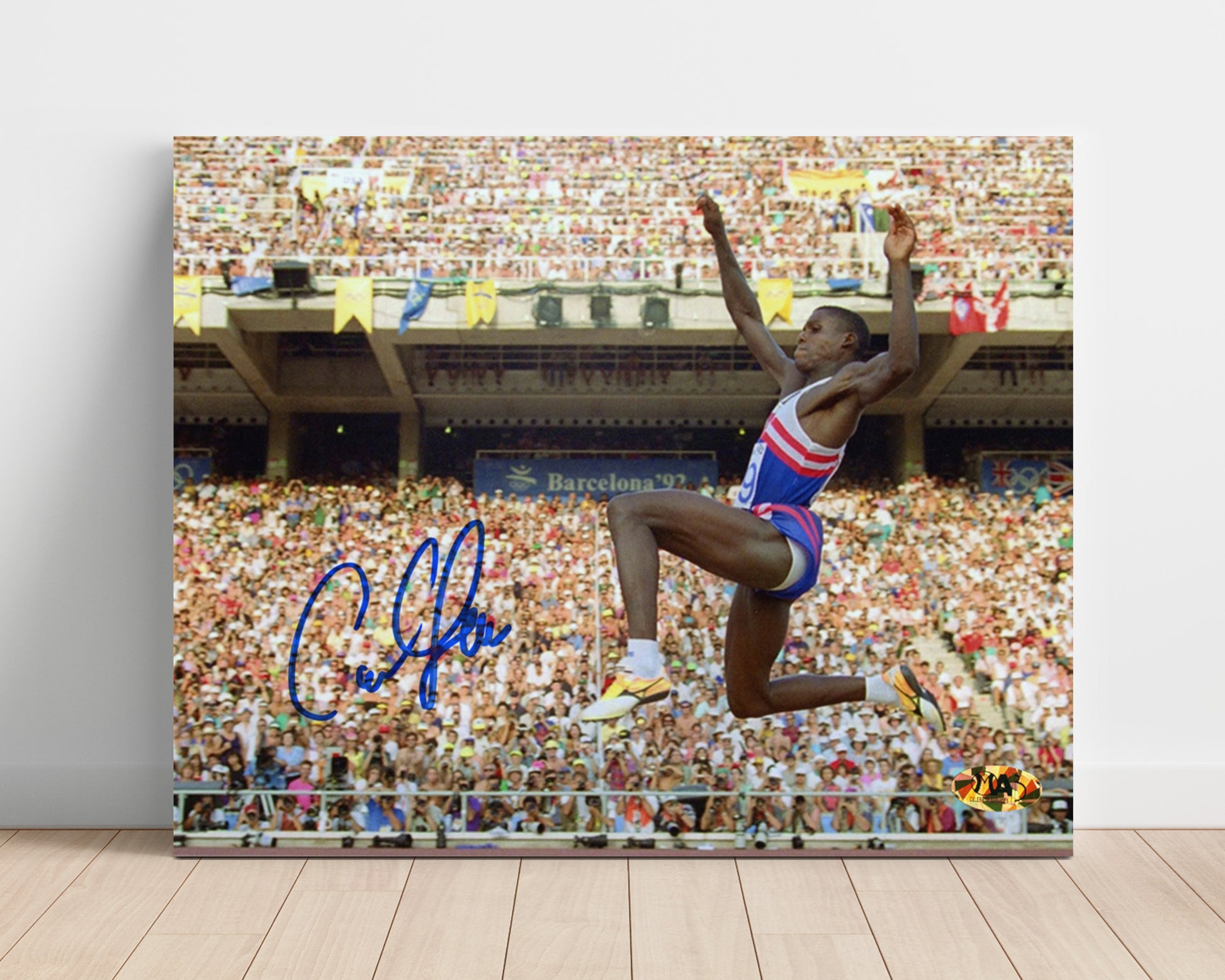 Carl Lewis – Olympic Long Jump Barcelona 1992 unframed semi-gloss poster print