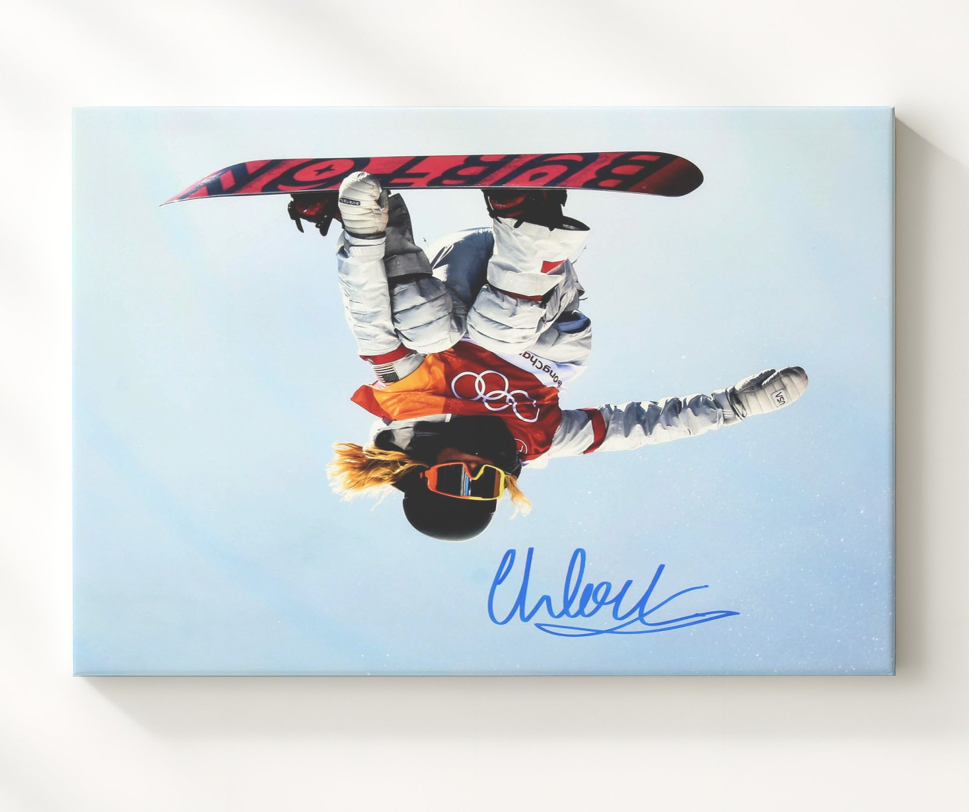 Chloe Kim Olympic Halfpipe Inverted Aerial Celebrity Wall Art 20x24 Canvas celebrity wall art print