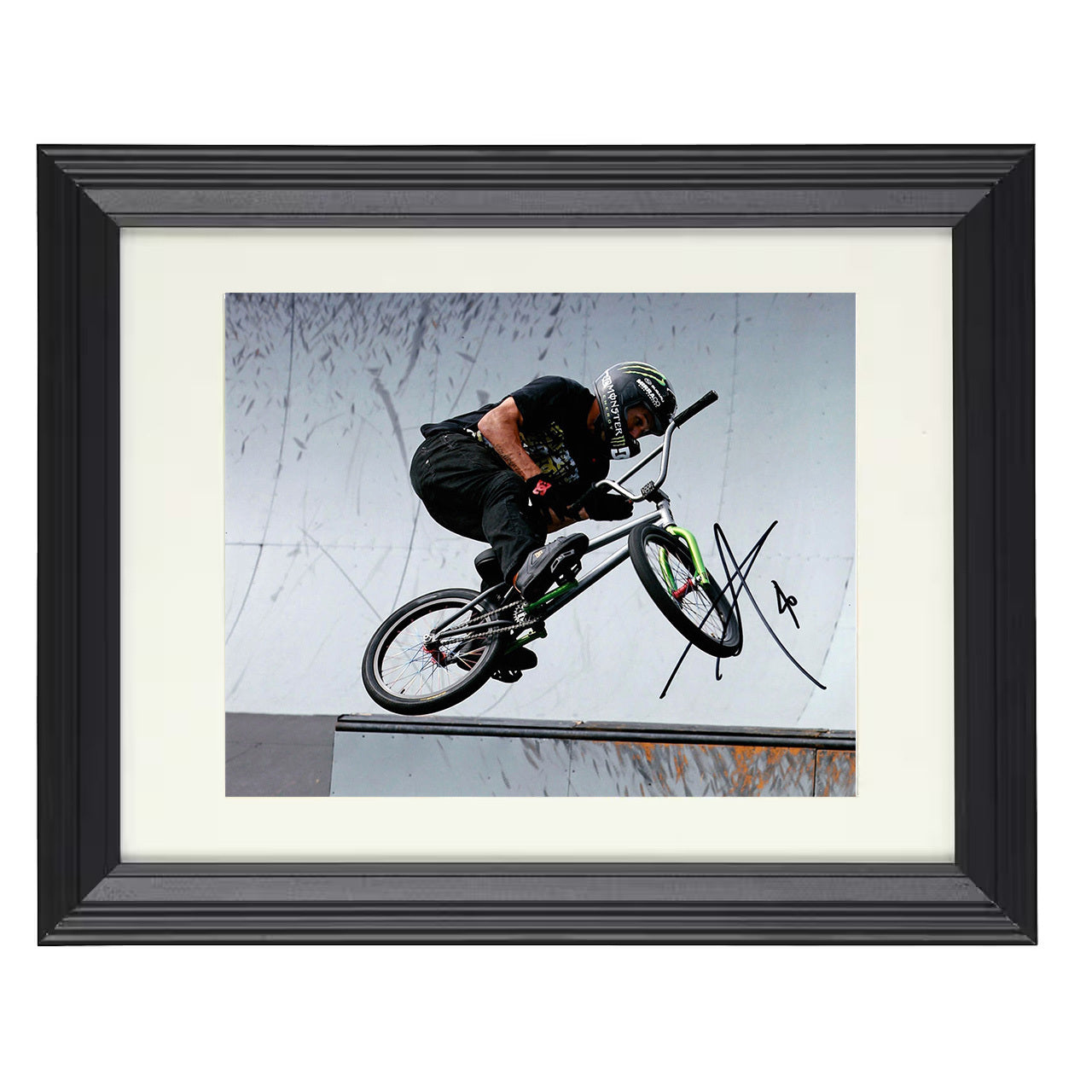 Dave Mirra – BMX Freestyle Ramp Air 8x10 matted black framed celebrity wall art